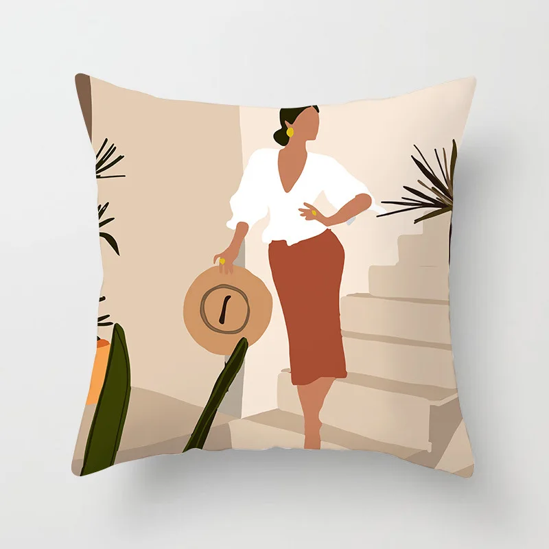 Brand New Nordic Simple Abstract Line Drawings Cushion Cases Morandi Decorative Pillows Case Modern Livingroom Sofa Throw Pillow 