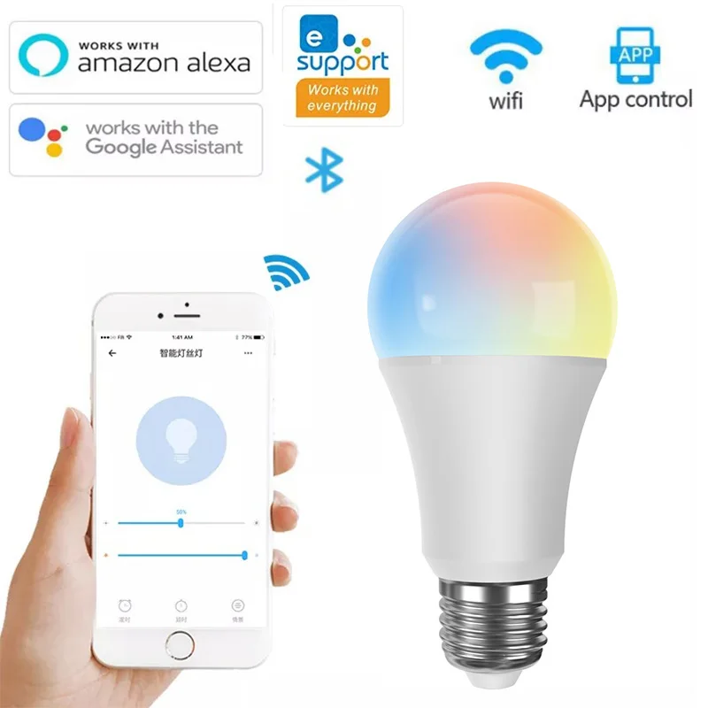 Приглушаемая Светодиодная лампа 9 Вт E27 220-240 В с Wi-Fi умная управлением через