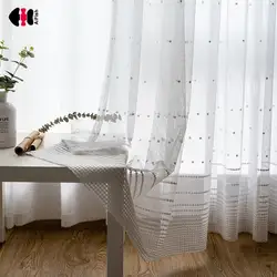 Белое полотенце в горошек с вышивкой занавеска для спальни прозрачная ткань кухня французское окно Rideaux M092c