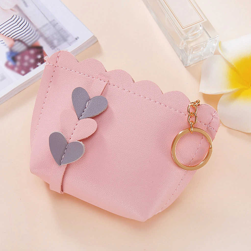 1PC Popular Women Love Decoration Pattern Coin Purse Zip Bag child girls boys Small Fresh Wallet PU Leather Portable Handbag 817