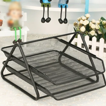 

Rack Paper 2Tiers Letter A4 Practical Desk Organiser Office Filing Trays Files Metal Magazine Documents Simple Holder