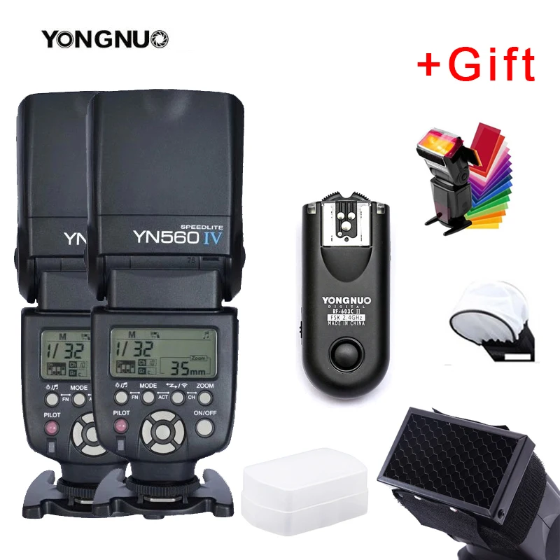 YongNuo YN 560IV YN 560 IV YN 560 Вспышка Speedlite для Canon Nikon Olympus Pentax с YongNuo RF603 II беспроводной триггер вспышки - Цвет: 2x560iv with Trigger