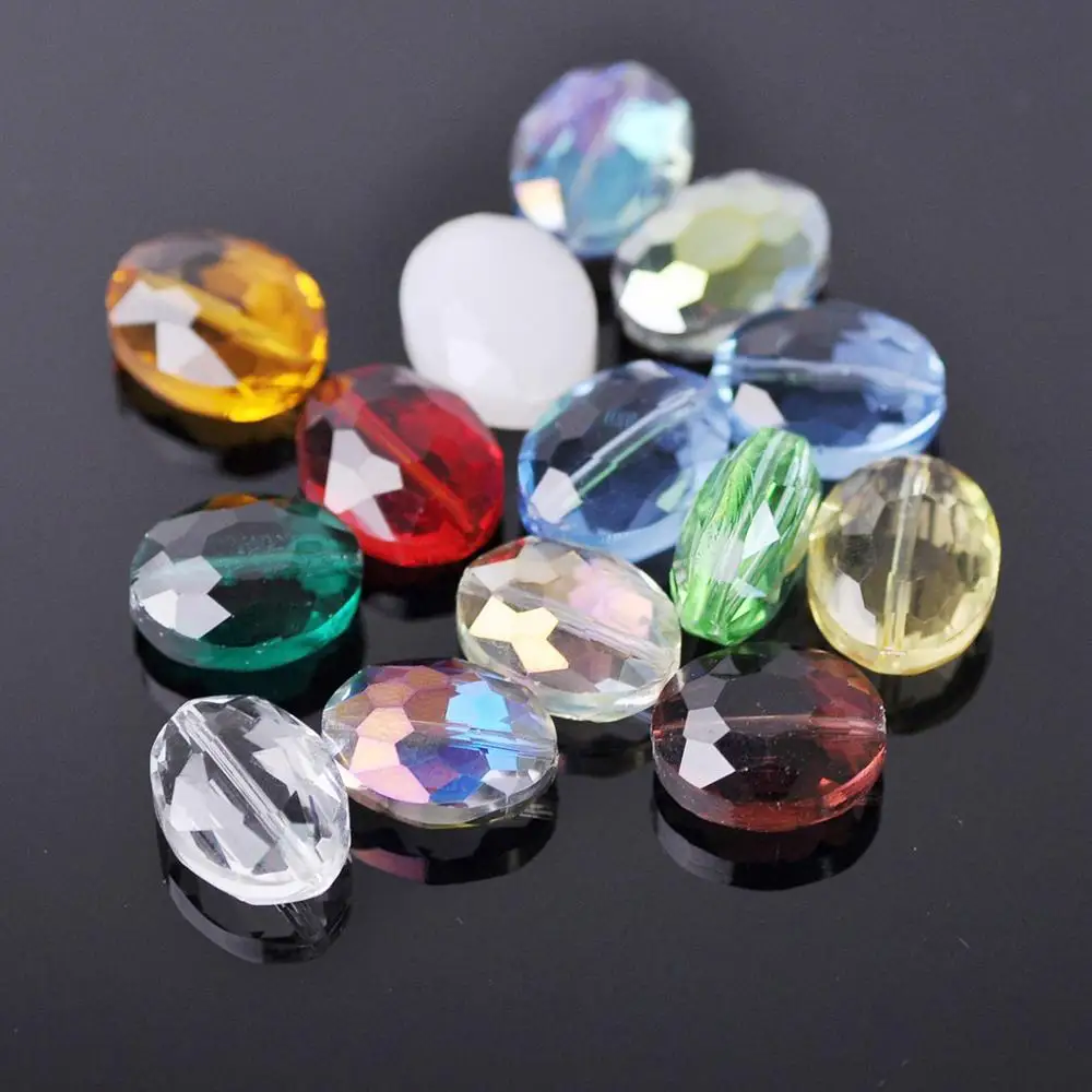 10pcs 12x9mm 16x12mm 20x16mm Oval Faceted Crystal Glass Loose Beads for Jewelry Making DIY Crafts 10pcs diagonal hole 9mm cube square faceted crystal glass loose crafts beads for jewelry making diy