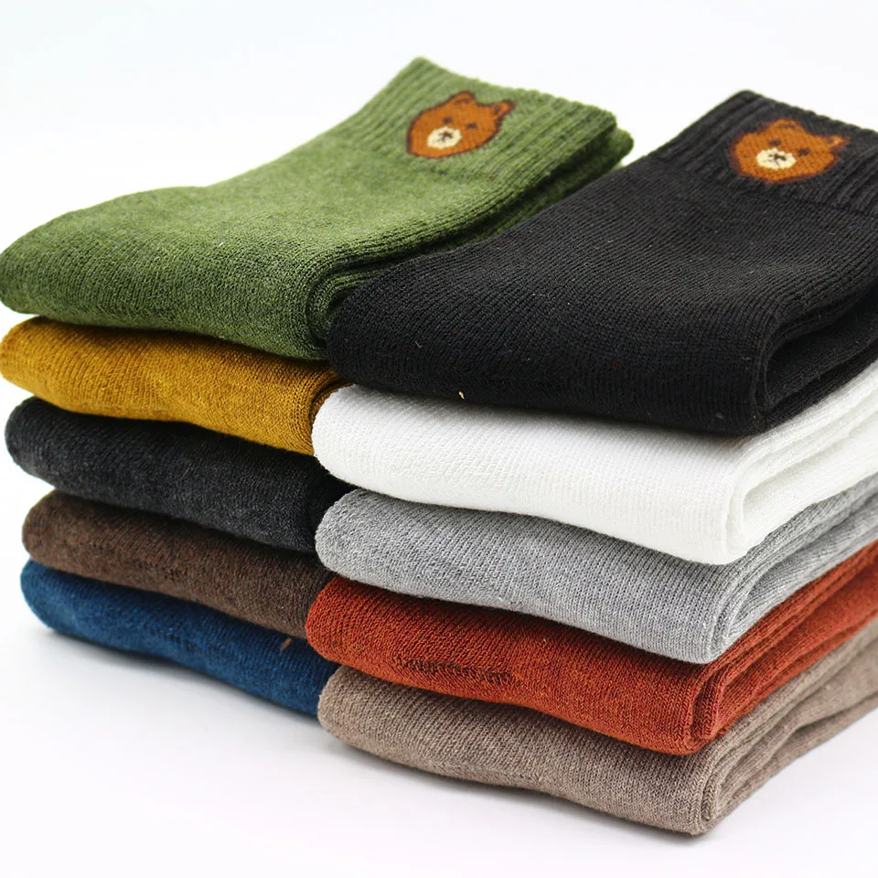 Новинка зимние женские толстые теплые цветные вышитые медвежьи шерстяные модные