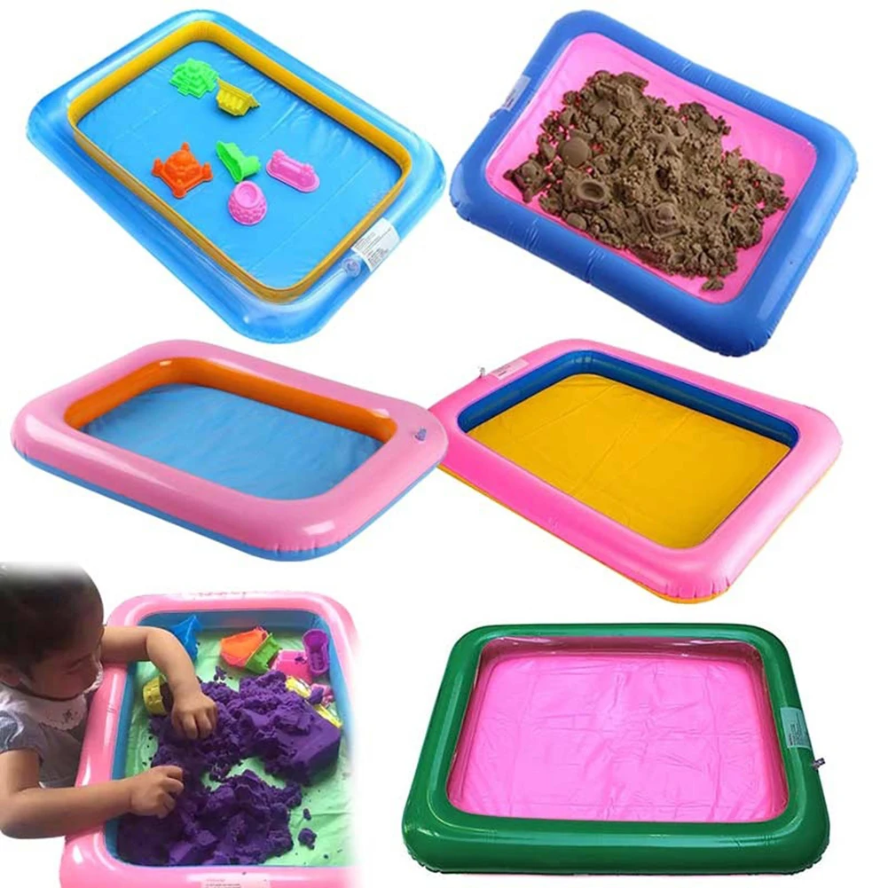Funny Kids Sand Tray Square Inflatable Elevated Large Sandbox PVC Tray Castle Stacking Play Toys For Children  60cm x 45cm 2