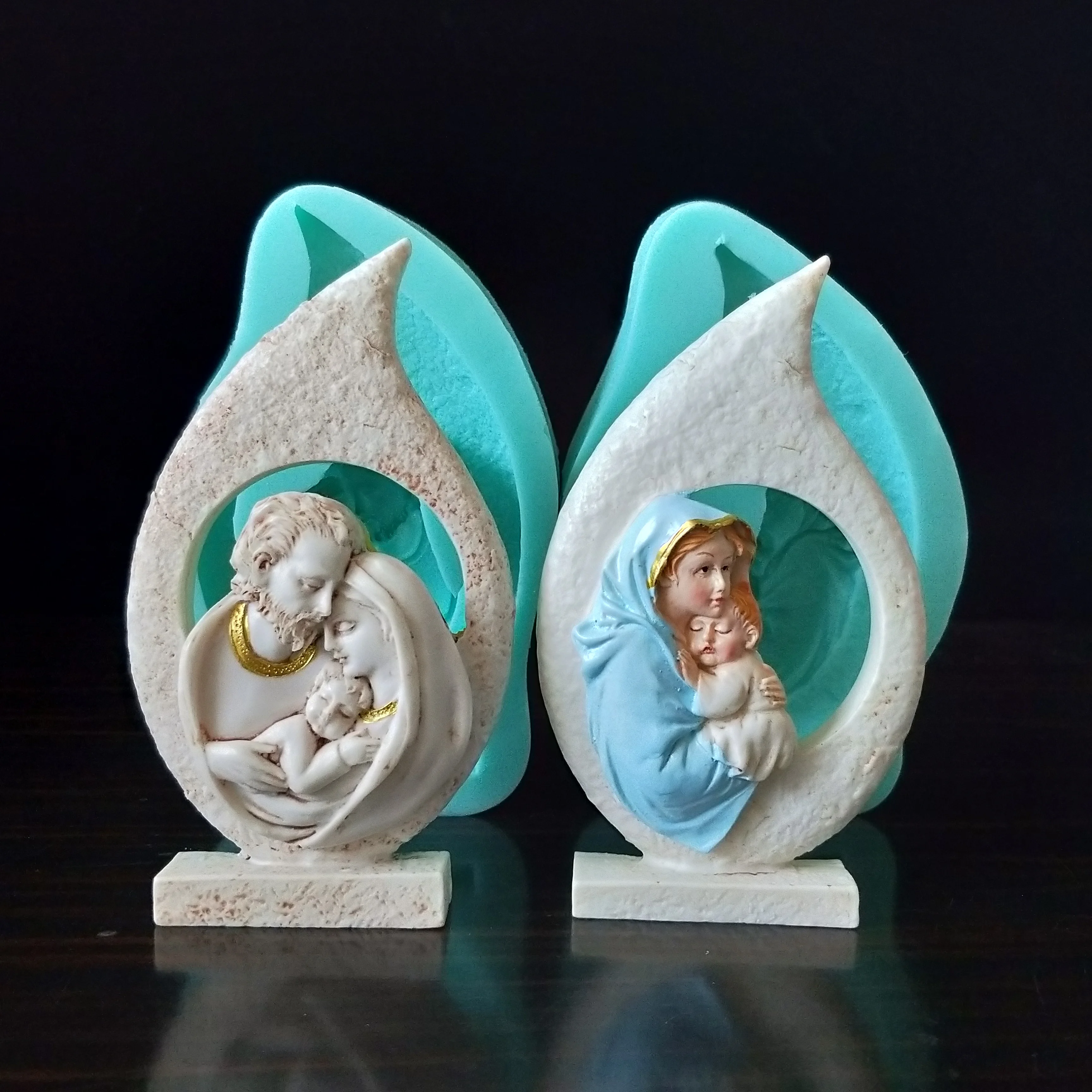 

PRZY Silicone Mold Fondant Molds 3D Catholic Virgin Mary Jesus Resin Gypsum Chocolate Candle Candy Mold