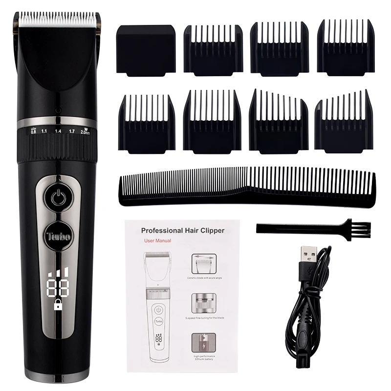 Cortadora de pelo eléctrica lavable de cuerpo completo, afeitadora de cerámica profesional, fina y ajustable, Máquina para cortar cabello poco ruido