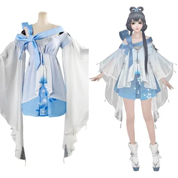 

Vocaloid Vsinger Blue Dress Cosplay Costume Full set