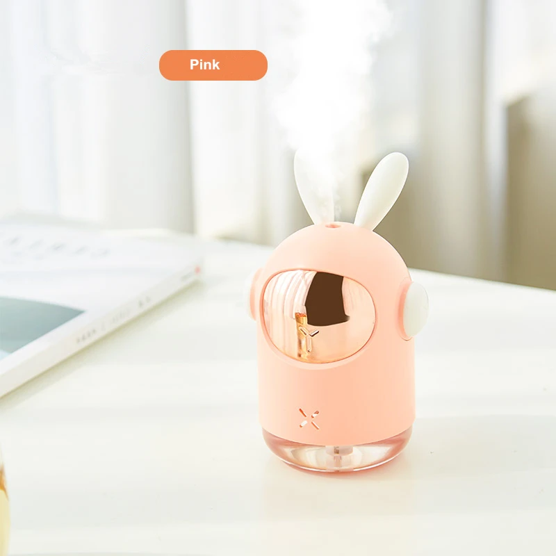 Space Bunny Humidifier 350ml Cute Rabbit Ultrasonic Cool Mist Maker Aroma Air Oil Diffuser Romantic Color LED Lamp Humidificador - Цвет: Pink