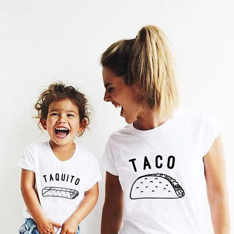 Taco and Taquito Family Matching Tshirts Funny Matching Father and Daughter Son Taco Shirts Cotton Daddy and Me Family Outfits 3