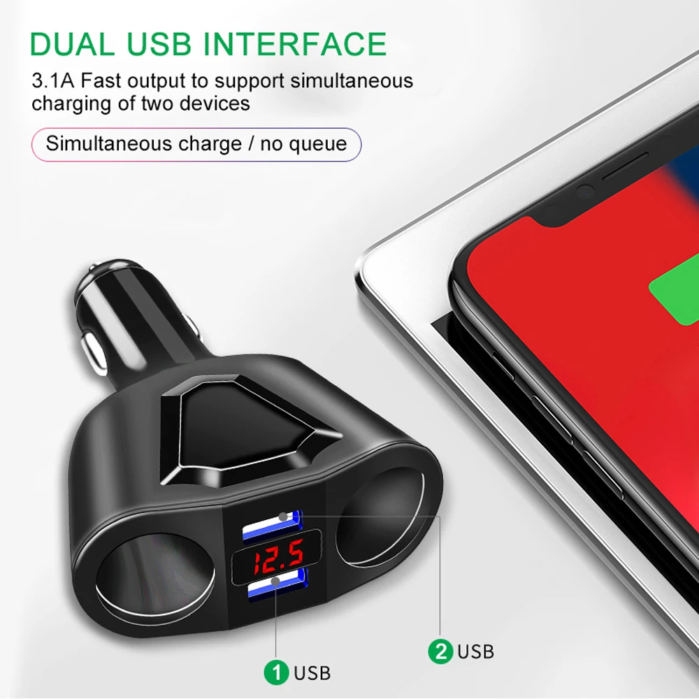 ACCNIC 3.1A автомобильное зарядное устройство с двумя USB портами 2 гнезда