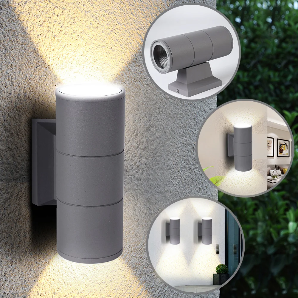 IVYSHION 2PCS Up And Down Wall Light Scrub Black Grey Outdoor Garden Door Lamp Waterproof Patio Lights Double Head | Лампы и освещение