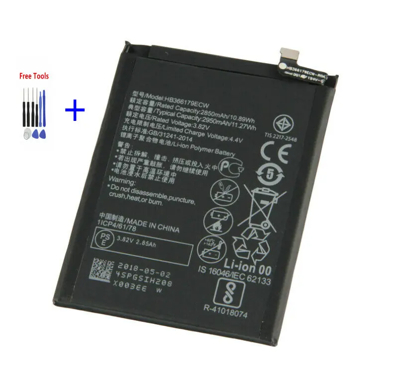 1x2950 мА/ч, HB366179ECW Батарея для HUAWEI Nova 2 Nova2 CAZ-AL10 PIC-AL00 CAZ-TL00 PIC-TL00 PIC-L29 PIC-LX9 PIC-L09+ Инструменты