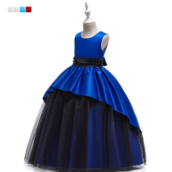 

3-8 year Girl's formal dress O neck sleeveless ponchos piano show host summer princess birthday ceremony children dress