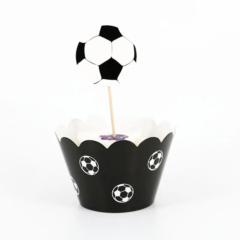 QWWSS Кубок мира по футболу бумажные обертки для кексов топперы для детей украшения торта на день рождения(12 обертывания+ 12 Топпер