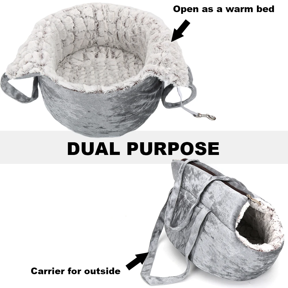 Duel Purpose Plush Pet Carrier Bag And Bed 4