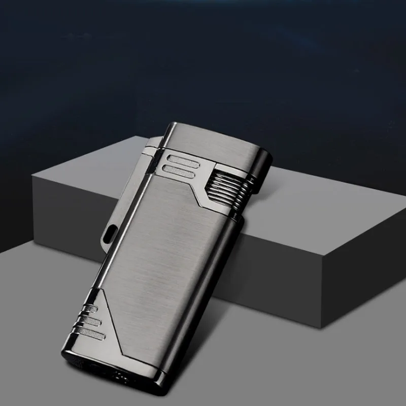 Новая турбо струйная Зажигалка компактная Бутановая Зажигалка металлическая сигарета газовая зажигалка 1300 C ветрозащитная бензиновая Зажигалка двойной вихревой носик огонь