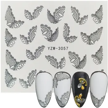 

2020 New Black Lace Pattern Water Transfer Nail Art Stickers Sunflower Watermark Decals DIY Decorative Nail Tools