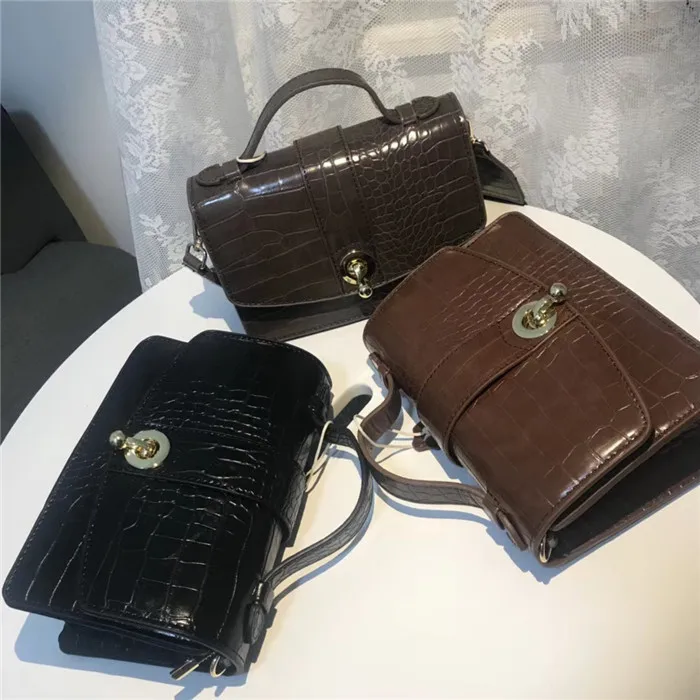 

High Quality Alligator Shoulder Bag Women Casual Canvas Wide Shoulder Strap Messenger Bags Lady Fashion Metal Lock Crossbody Bag