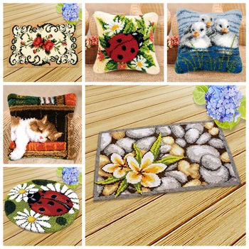 

Latch Hook Rug Kits Tapijt Knoopkussen Dieren Latch Hook Canvas Carpet Embroidery Knitted Smyrna Foamed For Needlework DIY Craft