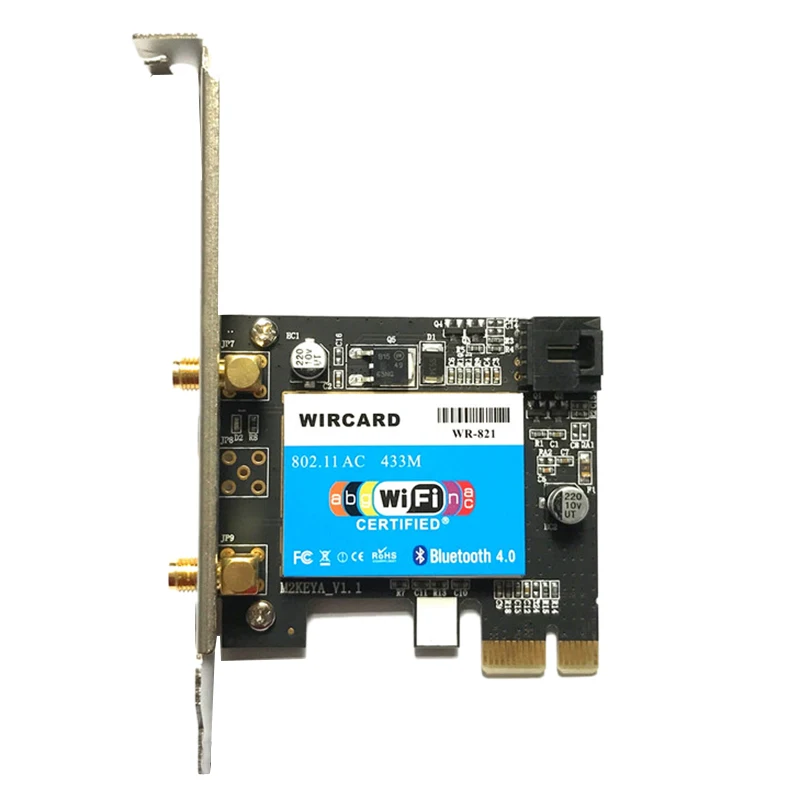 WIRCARD Двухдиапазонная Беспроводная PCI-EX1 Wlan WiFi Bluetooth карта 433 Мбит/с 802.11A/B/G/N/Ac 2,4/5G BT 4,0 для Realtek RTL8821AE для