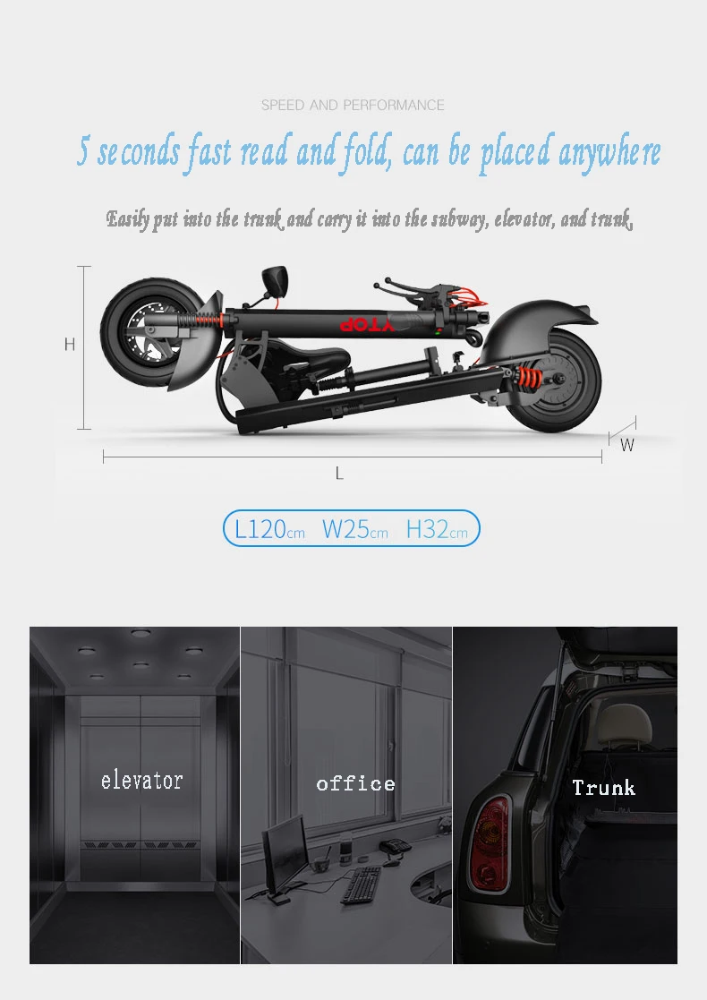 10 Inch Electric Scooter Seat Two Wheels Electric Scooters Full Waterproof 48V 500W Portable Foldable Electric Scooter Adult (16)