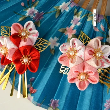 

Sakura Hairpin Hair Clip Tsumami zaiku Japanese for Kimono Yukata Geisha Long Tassel Barrettes Handmade Hair Accessories Cosplay