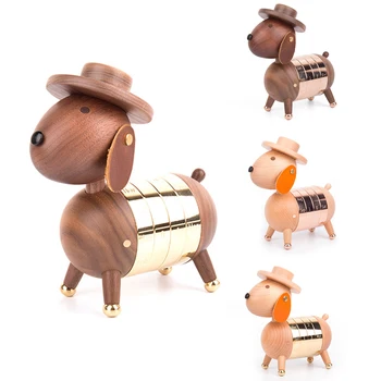 

Wooden Puppy Calendar European Furnishings Creative Gifts Wooden Dog Toys Nordic Crafts Wood Home Decoration
