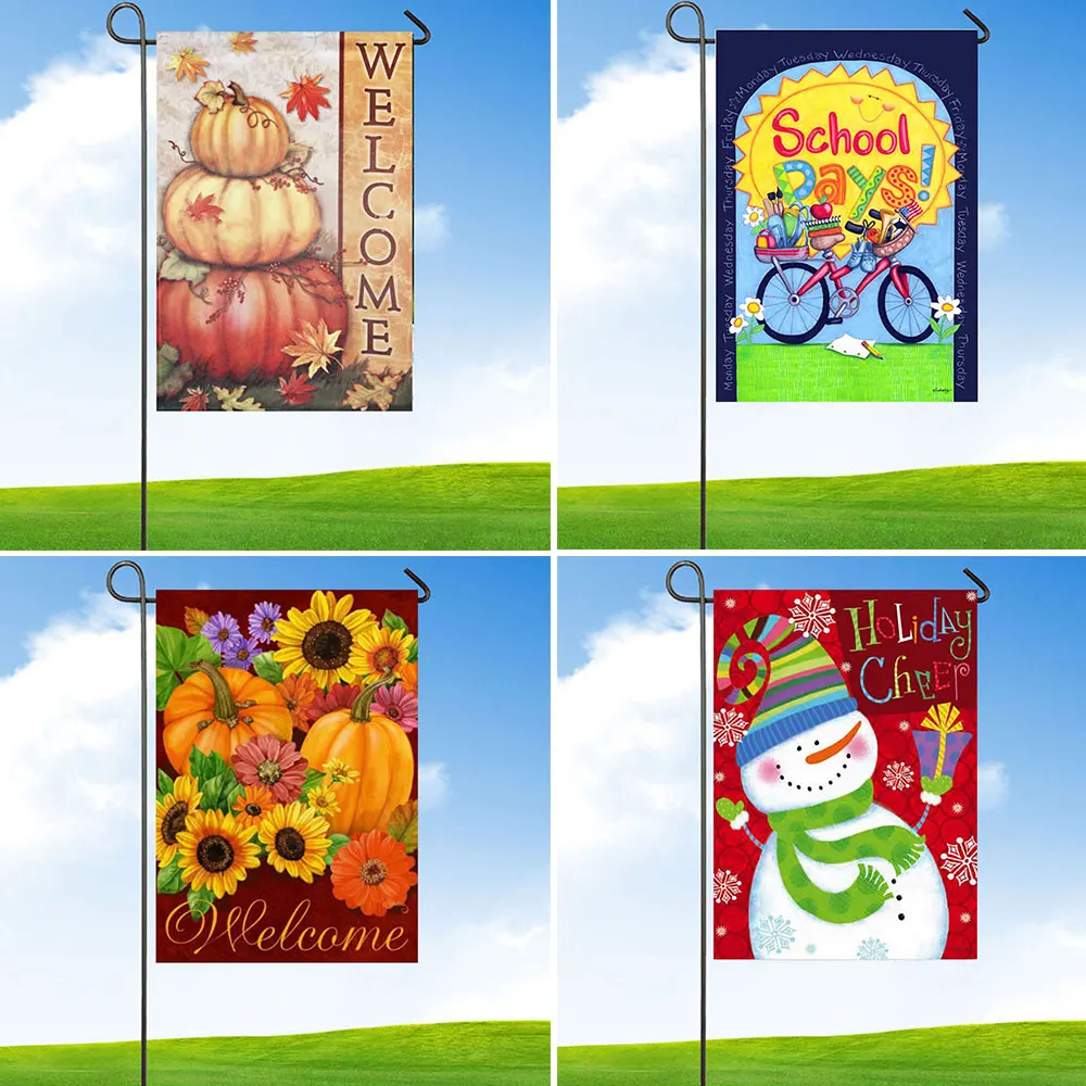 

Garden Outdoor Flag Snowman Winter Seasonal Banner Merry Xmas Decoration