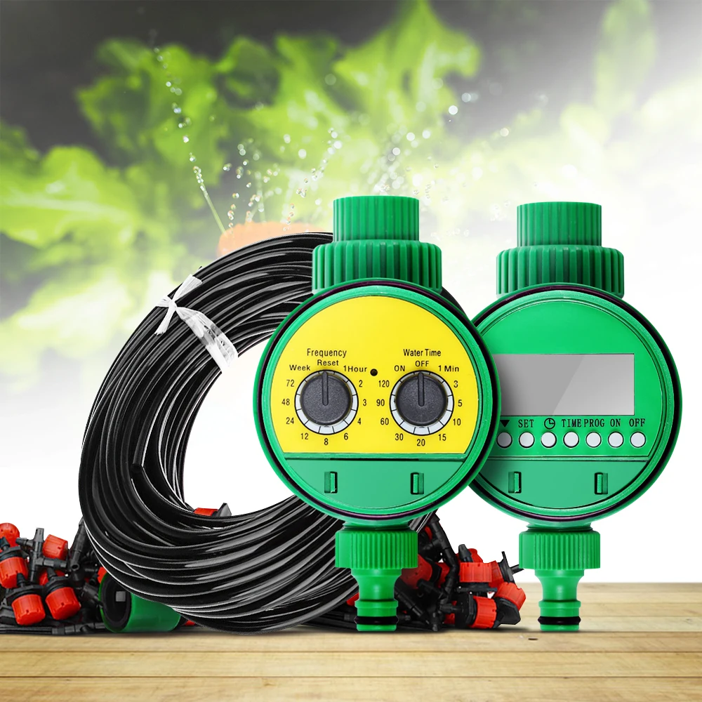 

25m DIY Micro Drip Irrigation System Plant Self Automatic Watering Timer Garden Hose Kits With Adjustable Dripper