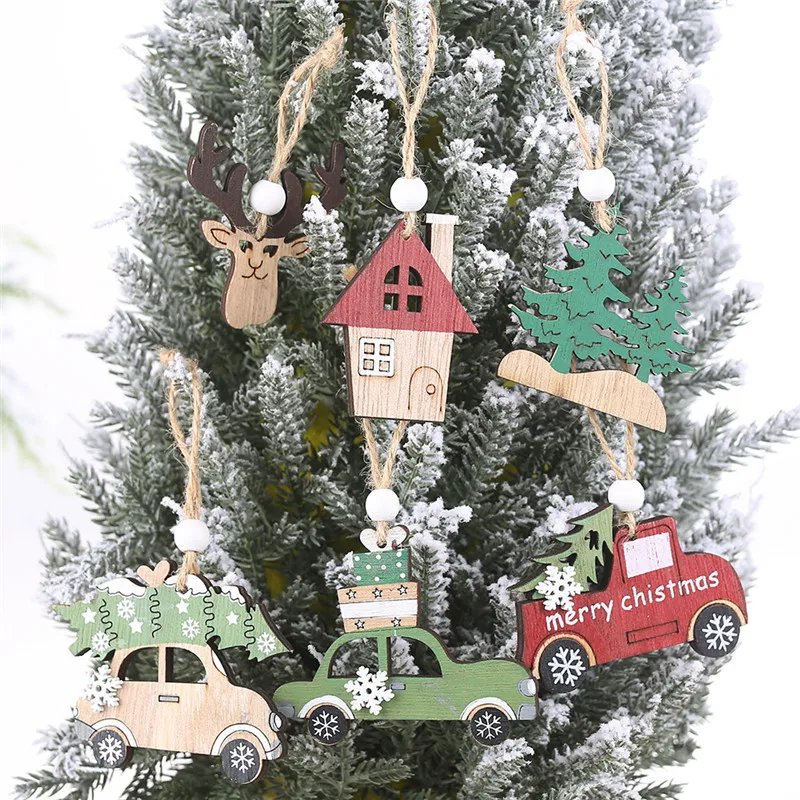 3 шт. Рождественские Елочные деревянные Автомобильные украшения деревянная подвесная подвеска лося рождественские украшения для дома Navidad подарок на год