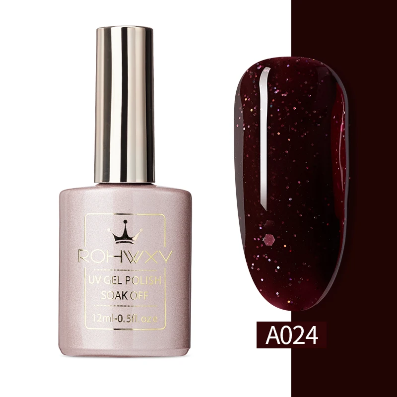 A024 ROHWXY 60 цветов 12 мл УФ-гель для ногтей Bling Блестки для ногтей Гель-лак замочить блестящие, для дизайна ногтей Маникюр УФ Гель-лак для ногтей - Цвет: A024