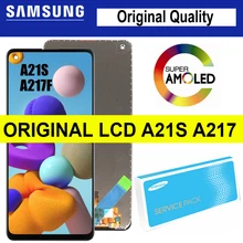 100% display original com moldura para samsung galaxy a21s a217 SM-A217F/ds lcd touch screen digitador assembléia peças de reparo