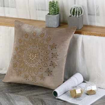 

45 * 45cm Cotton Cushion Bohemia Pillow Datura Pillow With Resin Drill Including Core Pillow 1PC