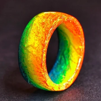 

Fashion Luminous Resin Ring Women Men Fluorescent Glowing Rings Jewelry Glow In The Dark Finger Ring Band Halloween Gift B99