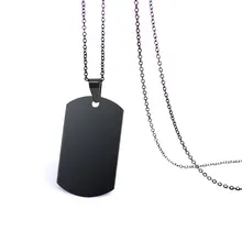  New Black Rectangle Pendant Necklace Men Trendy Simple Stainless Steel Men's Necklace Collana Kolye Bijoux Collar Collier Homme 