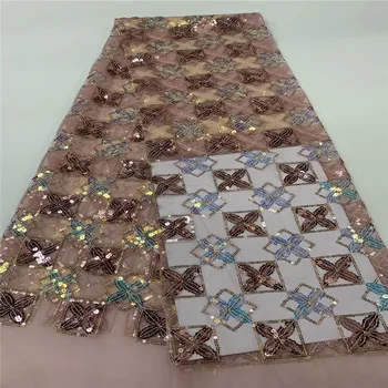 

Latest French Nigerian Laces Fabric 2020 pink/gold High Quality Tulle African Laces Fabric Wedding African French Tulle Lace