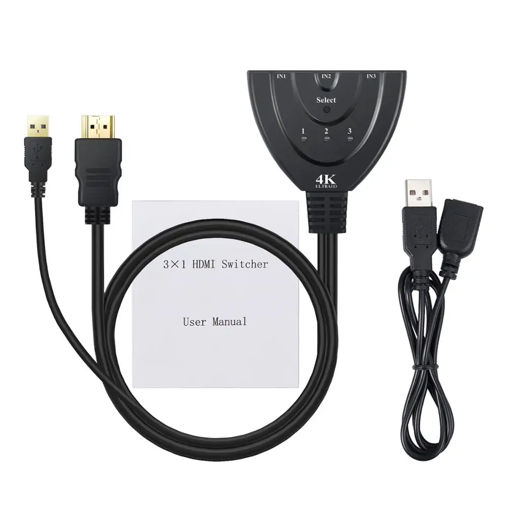 LiNKFOR 3 в 1 выход HDMI Swich подставка для концентратора 4K 3D Порт коммутатор с usb кабелем