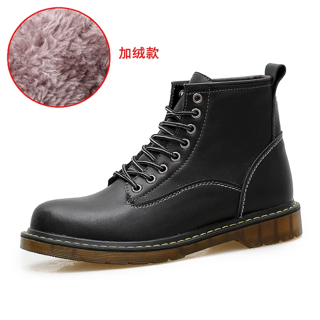 Mens Ankle Boot Martin Winter Boot Biker Boot for Men Leather Genuine Chelsea Boot Fashion Platform Boot Designer Chunky Boot 47 Black Velvet