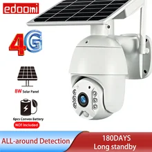 4G SIM Card 1080P IP Camera WIFI 8W Solar Video Battery Security Outdoor PTZ CCTV Smart Monitor Wireless Dome IP66 Surveillance