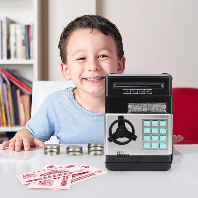Lovely Automatic Electronic Piggy Bank ATM Password Money Box Cash Coin Saving Box ATM Bank Safe Box Deposit Banknote Toys 4