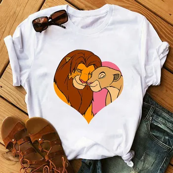 

Simba Harajuku Ullzang Lion King T- Shirt White T- Shirt Women O-neck Casual Tops Cotton Short topics for girls 20 years old