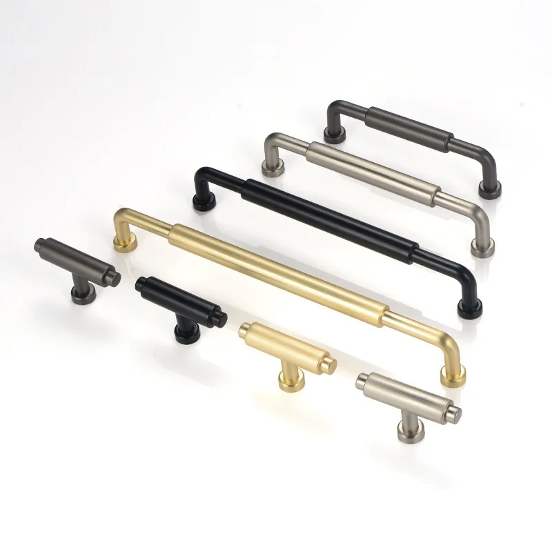 

Free Shipping 2pcs Simple Cabinet door Solid Handle Wardrobe Drawer Lengthen Pull Black Furniture High-top Zinc Alloy Knob 320mm
