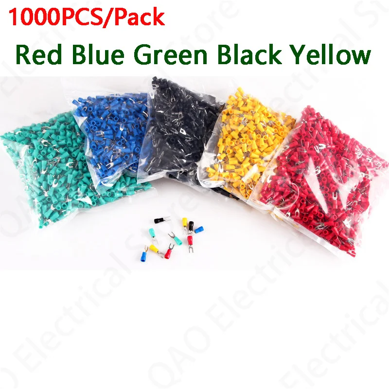 

SV1.25/2/3.5/5.5 1000PCS/Pack Spade Insulated Wire Connector Electrical Crimp Terminal SV1.25-5.5 Cable Wire Connector