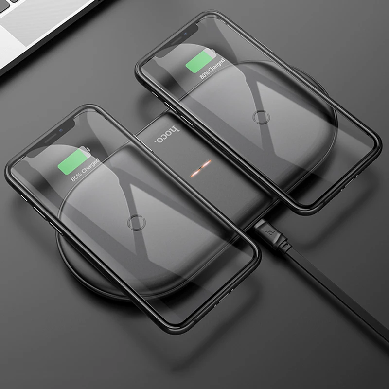 HOCO быстрое двойное Беспроводное зарядное устройство 2in110W для iPhone X XR XS 11 Pro Max samsung S10 huawei Xiaomi QI Индукционная зарядка