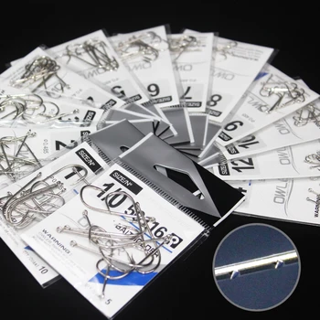 

10Pcs/Lots color black white baitholder 1/0#-14# ringed fishing hooks eyes Carbon Steel High Steel With Notches owner