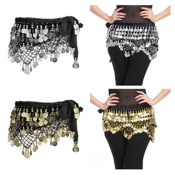 

2PCS Women's Belly Dance Hip Scarf Skirt Waist Chain Costumes With 320 Coins