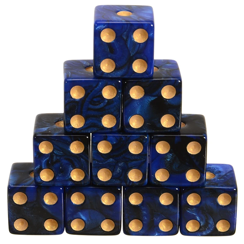 Hot Sale 10pcs 6 Sided Dice 16mm Colorful Dice Round Corner Pearl Gem Dices Set Playing Table Games Entertainment Dice