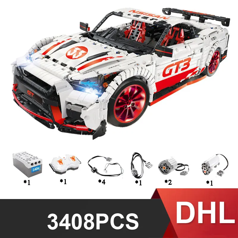 

DHL 23010 technology series remote control version of GTR sports car assembly building block Christmas gift for children