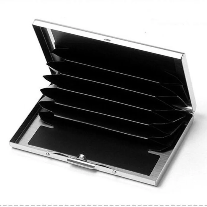 silver card holder 1 шт. Алюминиевый металлический кредитный держатель для карт тонкий Анти-сканирующий RFID блокирующий кошелек Чехол Защита визиток - Цвет: silver card holder